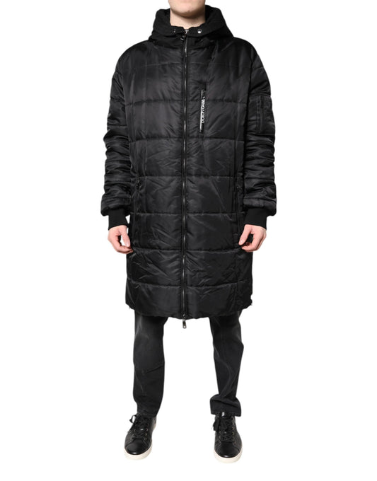 Dolce & Gabbana Black Hooded Parka Coat Winter Men's Jacket ()