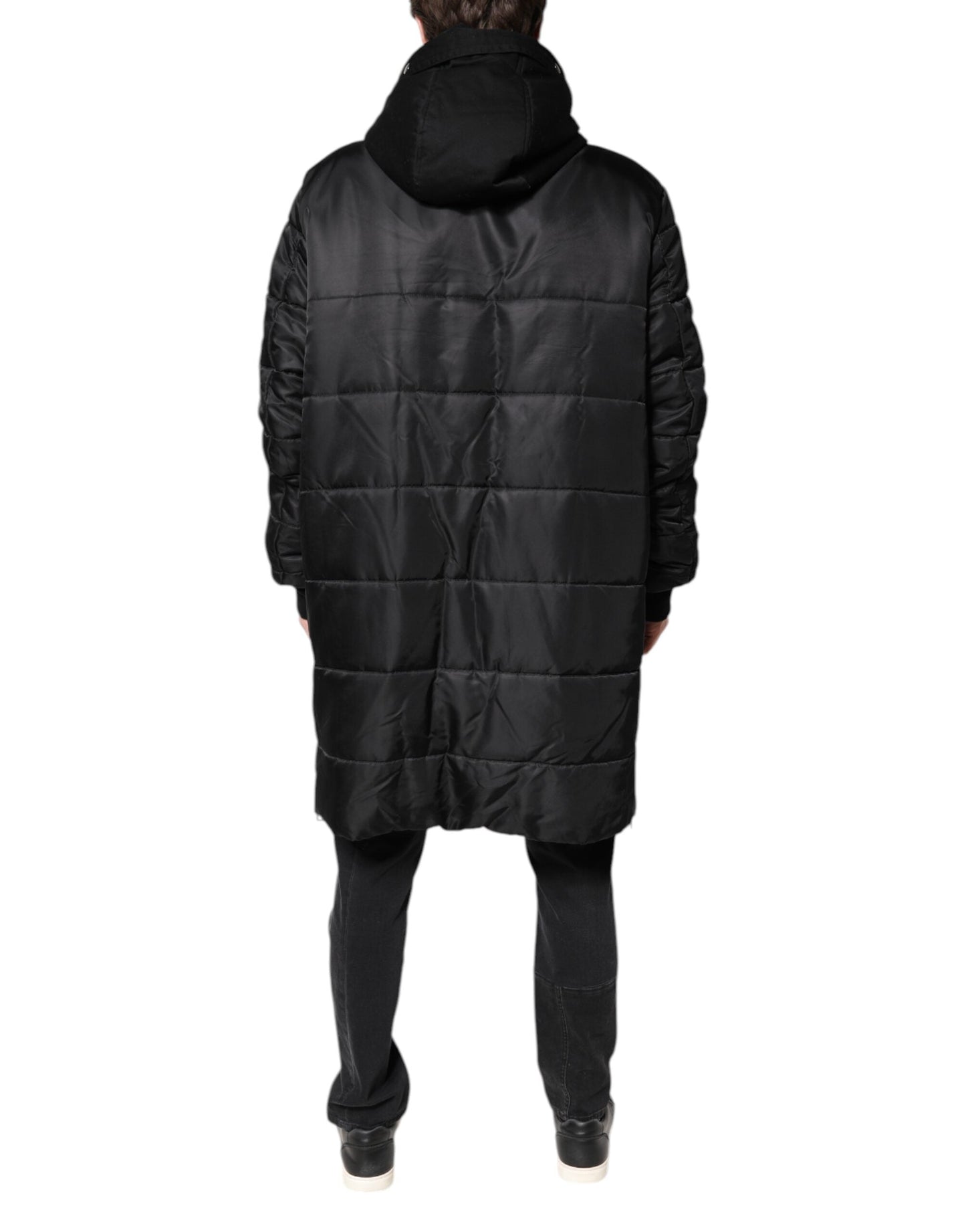 Dolce & Gabbana Black Hooded Parka Coat Winter Men's Jacket ()