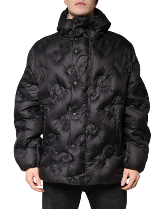 Dolce & Gabbana Black Hooded Parka Coat Winter Men's Jacket