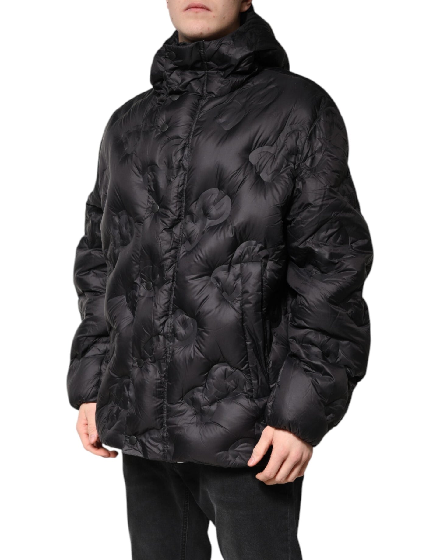 Dolce & Gabbana Black Hooded Parka Coat Winter Men's Jacket
