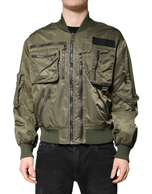 Dolce & Gabbana Green Nylon Full Zip Men Bomber Men's Jacket ()