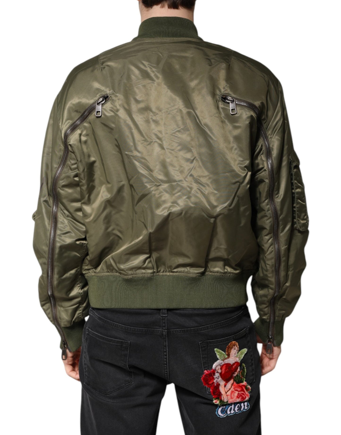 Dolce & Gabbana Green Nylon Full Zip Men Bomber Men's Jacket ()