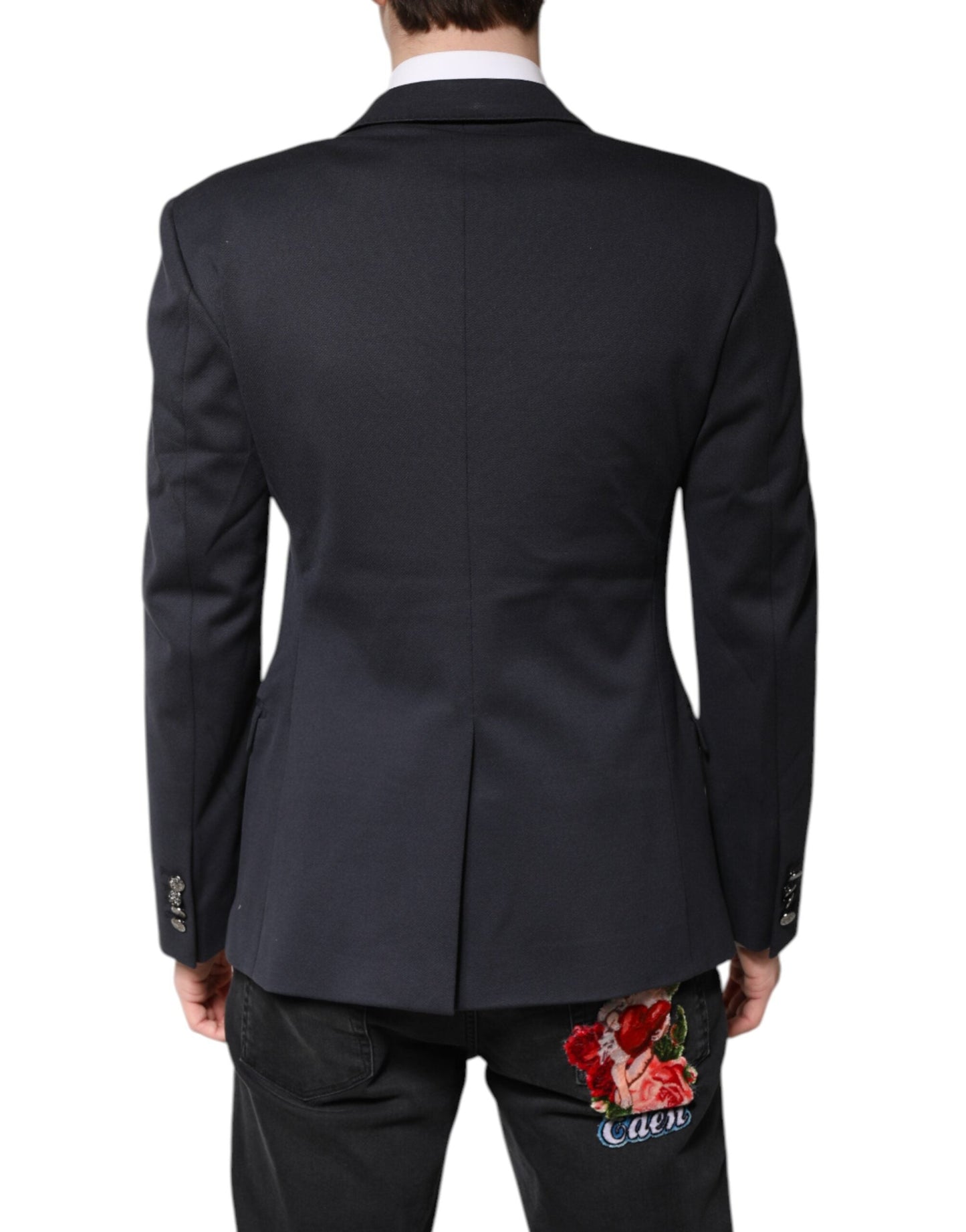 Dolce & Gabbana Dark Blue Cotton Men Jacket Coat Suit Men's Blazer ()