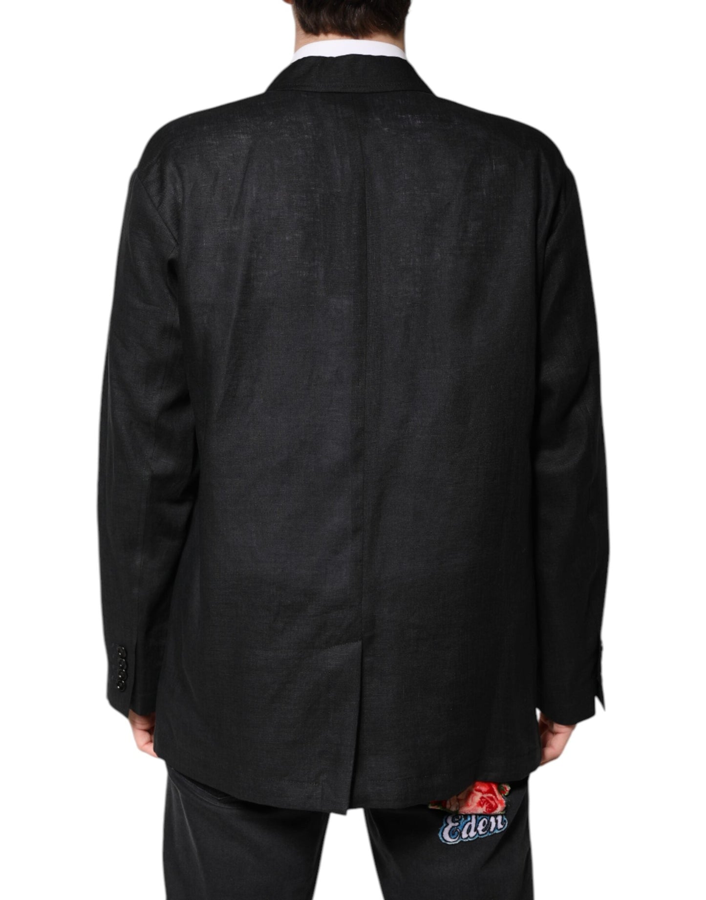 Dolce & Gabbana Black Linen Single Breasted Men Coat Men's Blazer ()