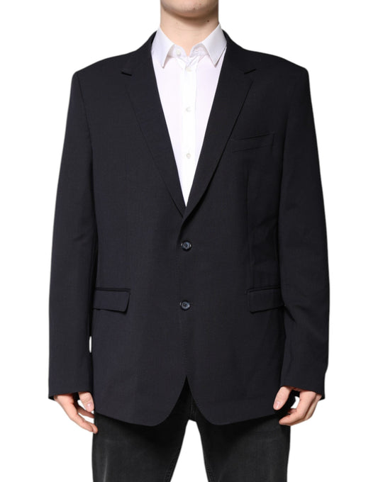 Dolce & Gabbana Dark Blue Wool Single Breasted Coat Men's Blazer