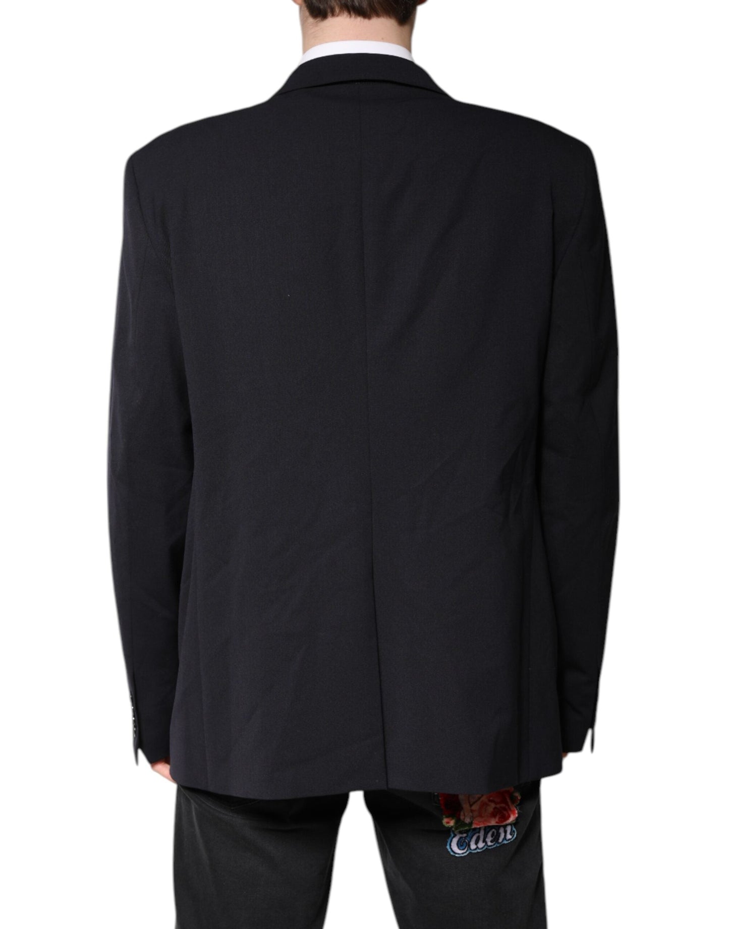 Dolce & Gabbana Dark Blue Wool Single Breasted Coat Men's Blazer