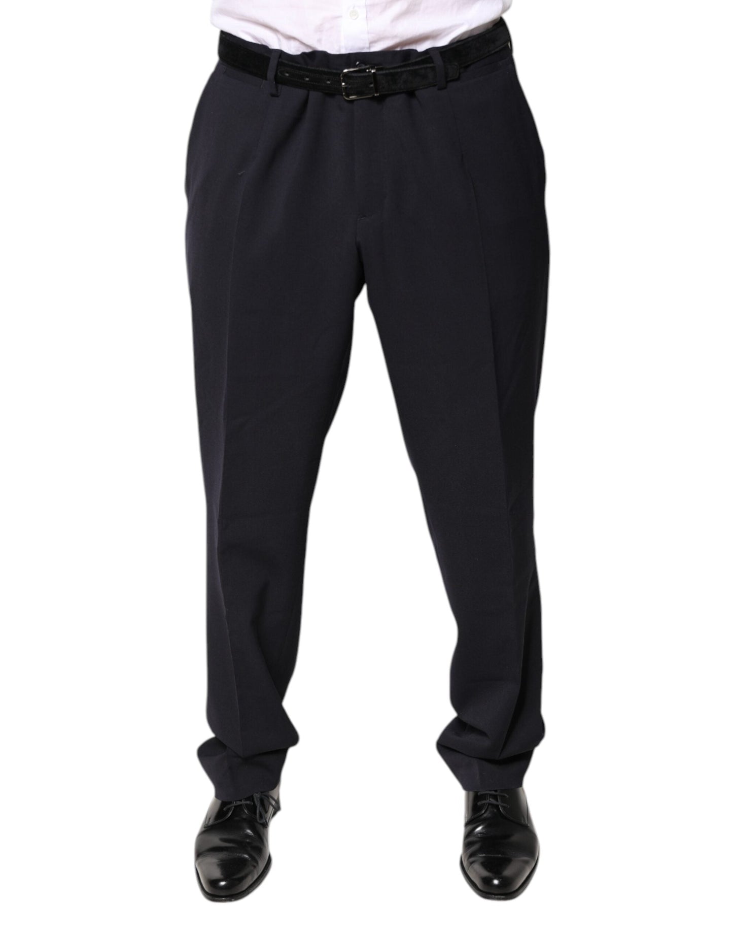 Dolce & Gabbana Black Wool Mid Waist Dress Men's Pants ()