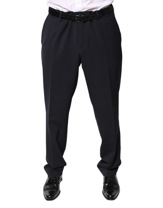 Dolce & Gabbana Black Wool Mid Waist Dress Men's Pants ()