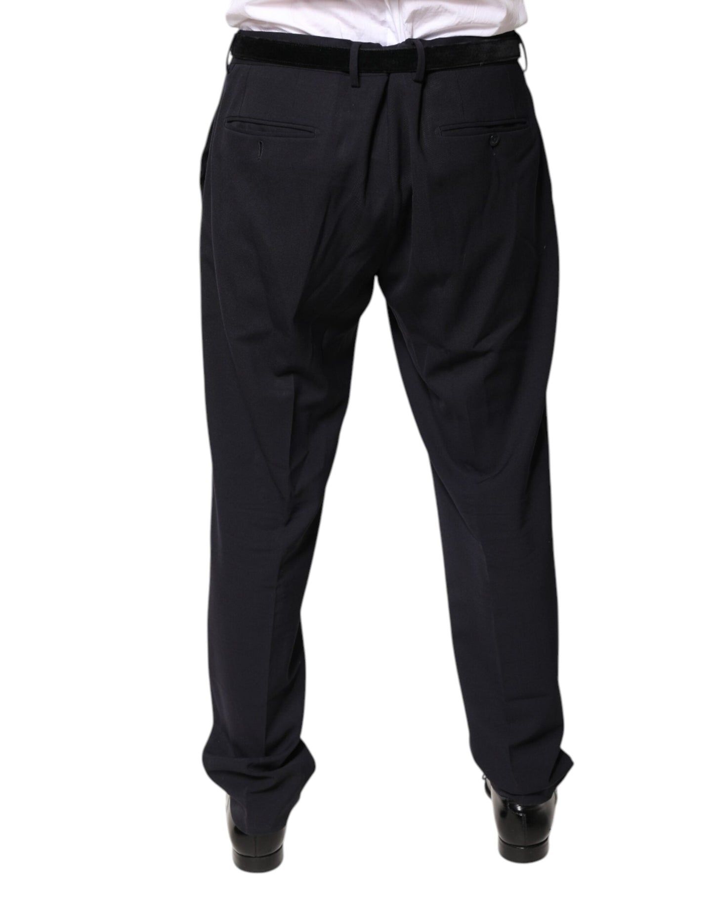 Dolce & Gabbana Black Wool Mid Waist Dress Men's Pants ()