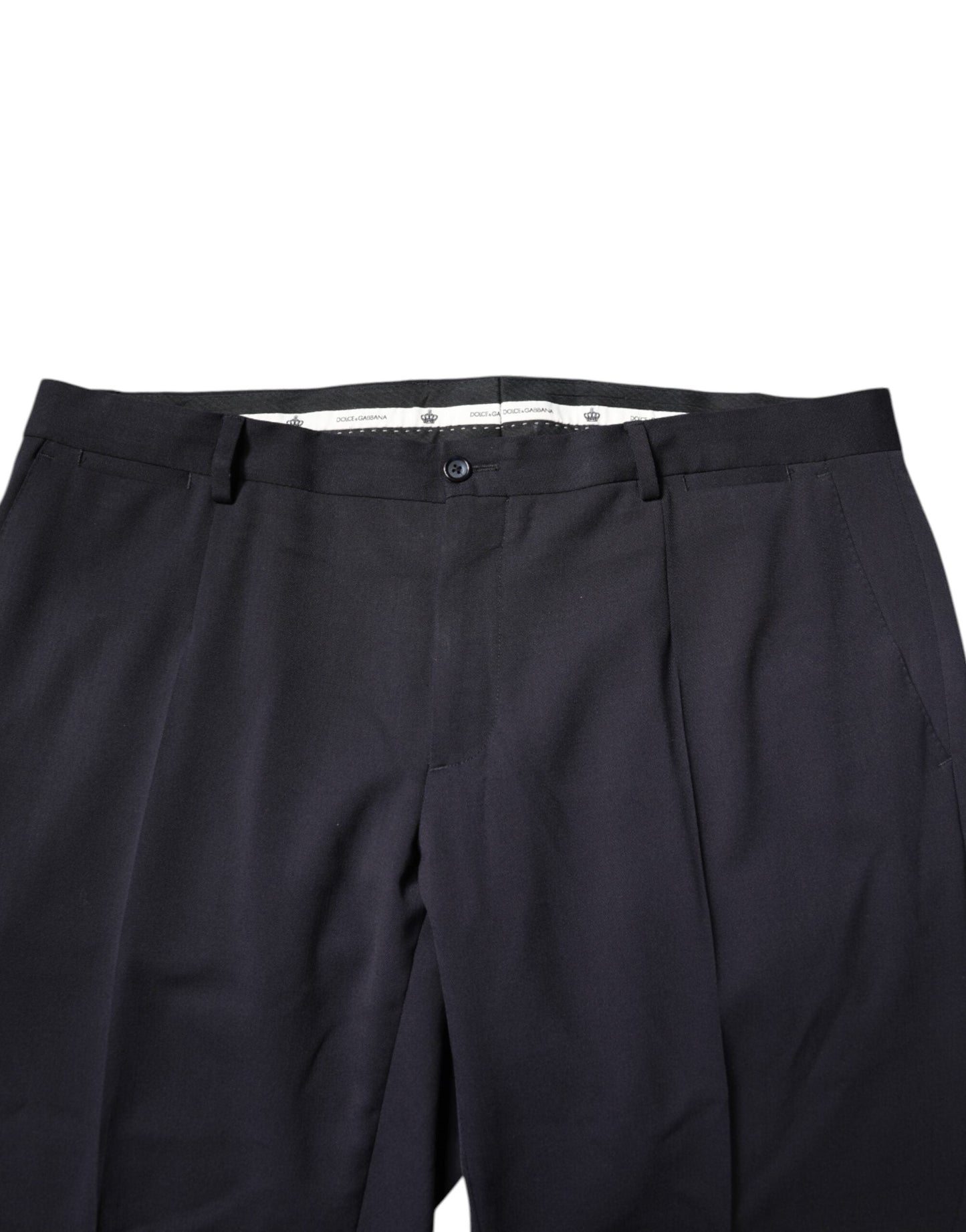 Dolce & Gabbana Black Wool Mid Waist Dress Men's Pants ()