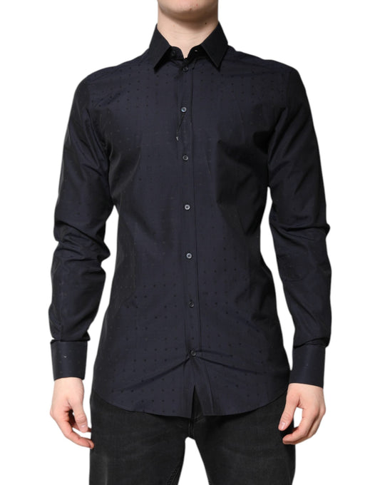 Dolce & Gabbana Black Cotton GOLD Men Dress Formal Men's Shirt