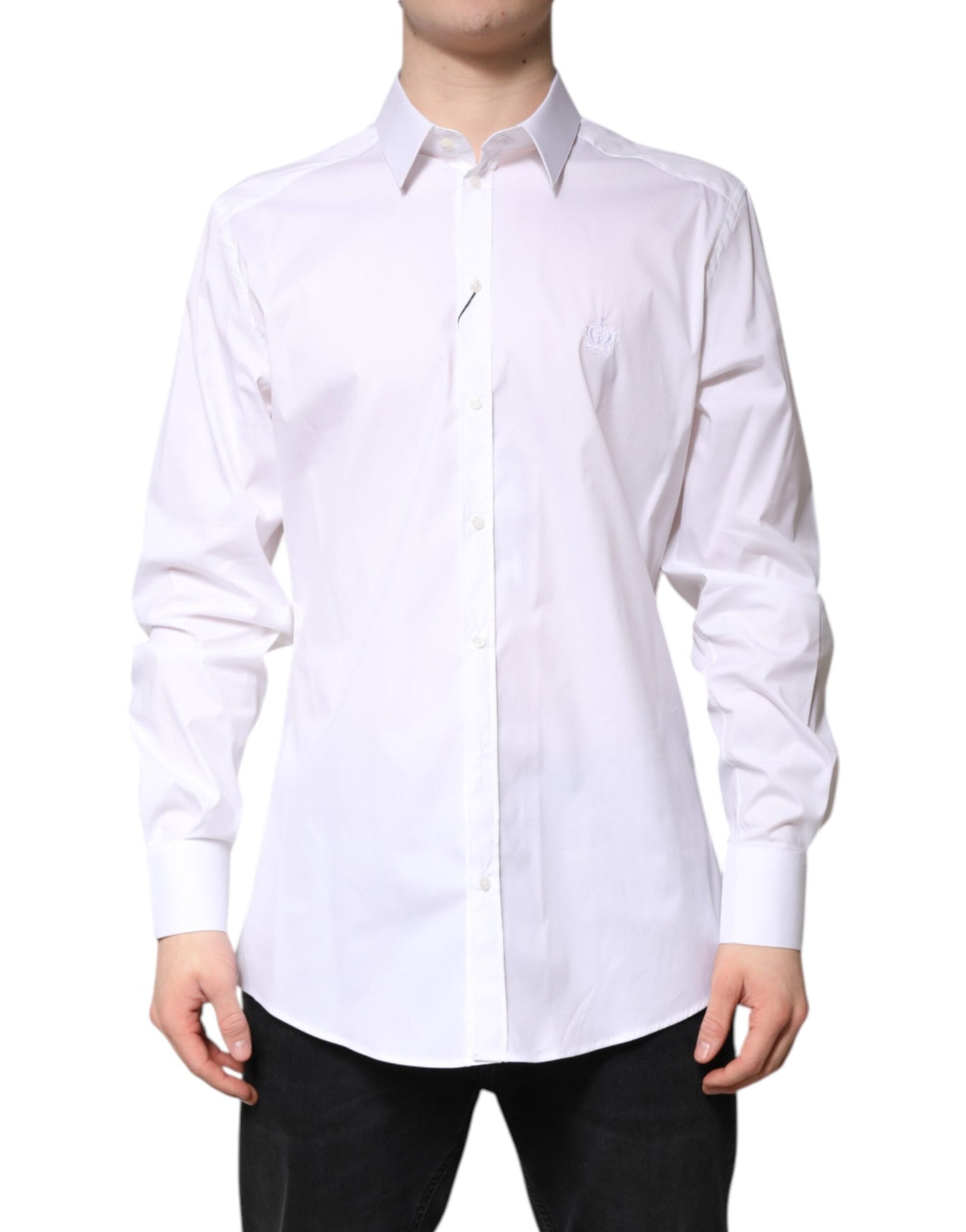 Dolce & Gabbana White Cotton GOLD Men Dress Formal Men's Shirt ()