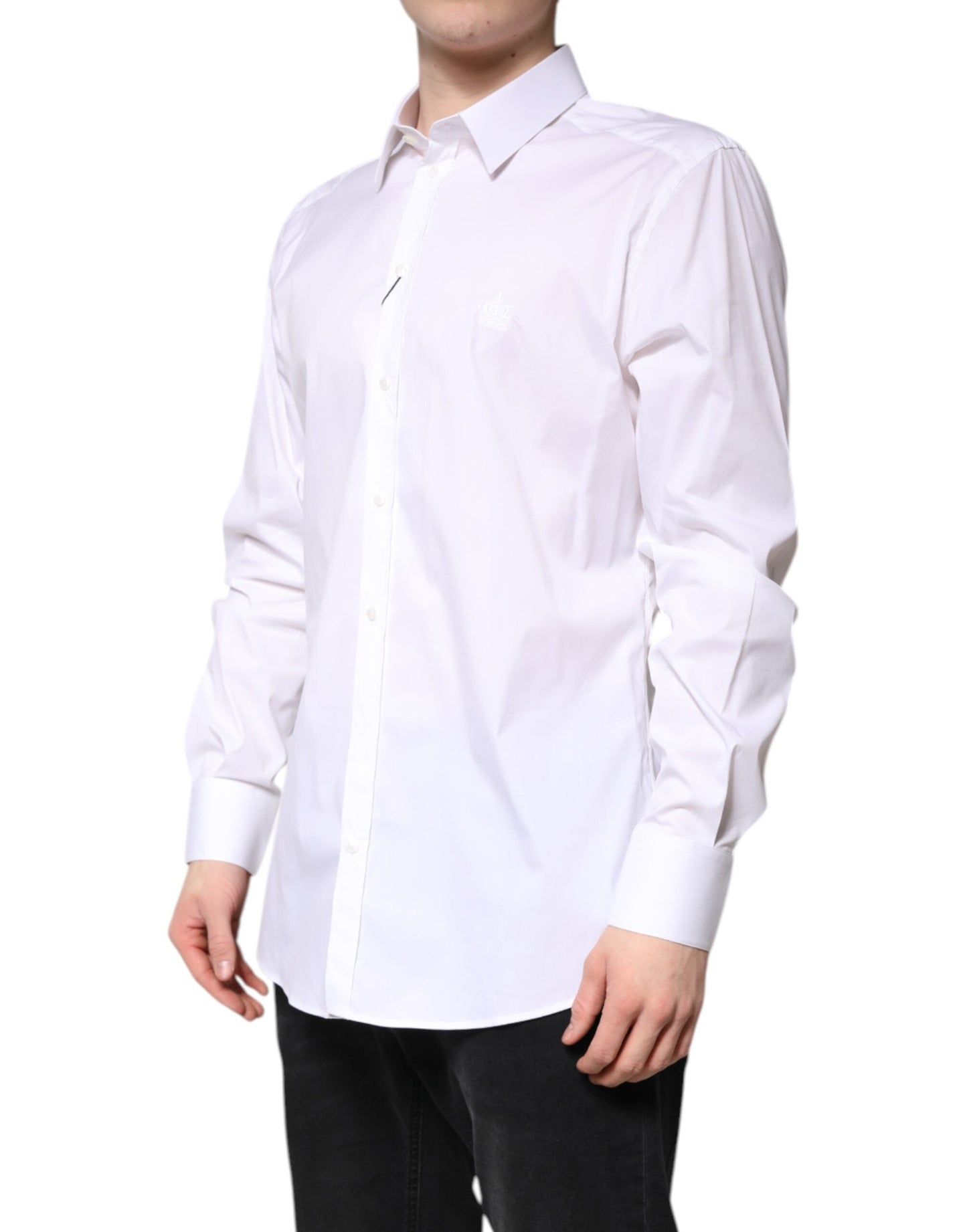 Dolce & Gabbana White Cotton GOLD Men Dress Formal Men's Shirt ()