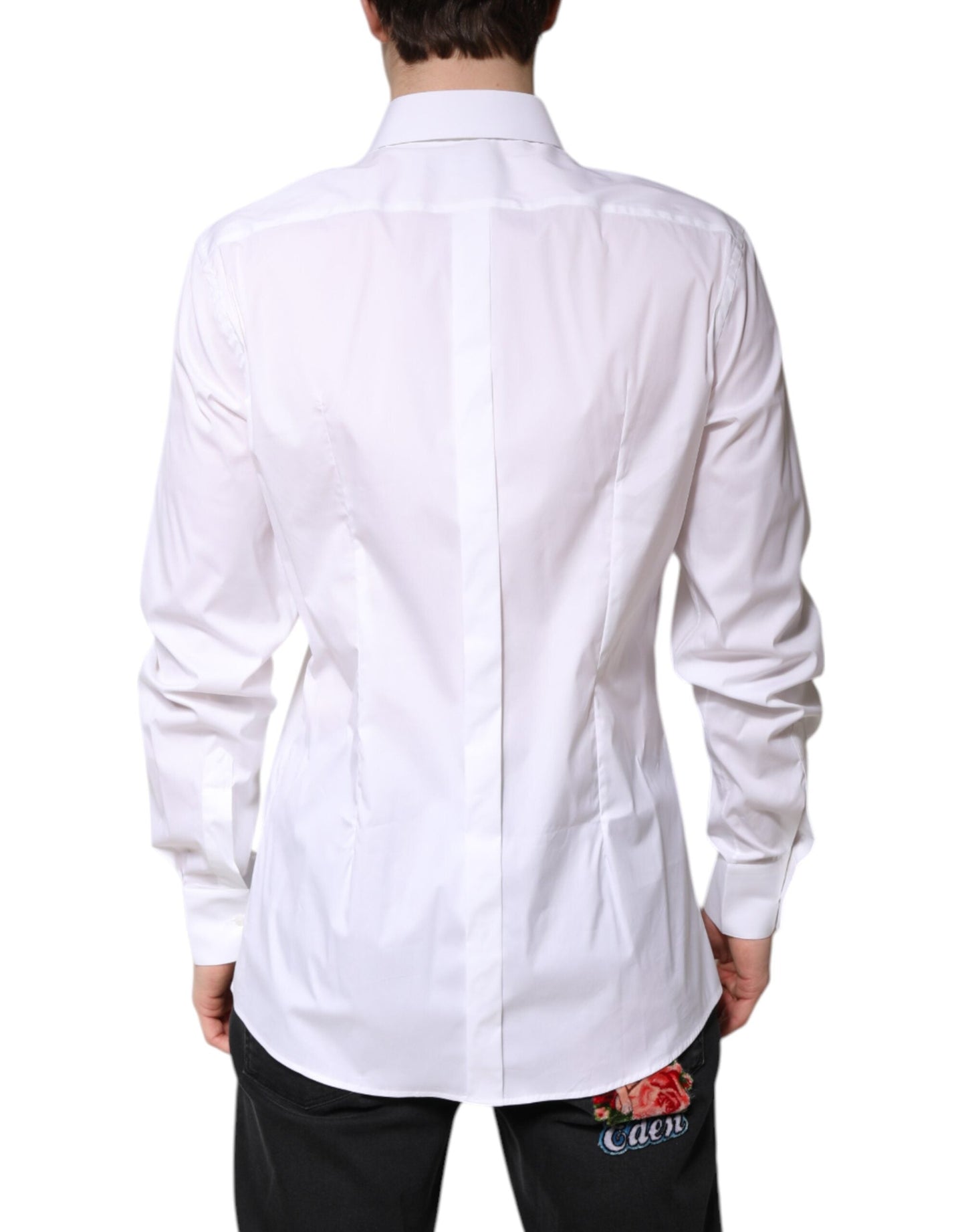 Dolce & Gabbana White Cotton GOLD Men Dress Formal Men's Shirt ()