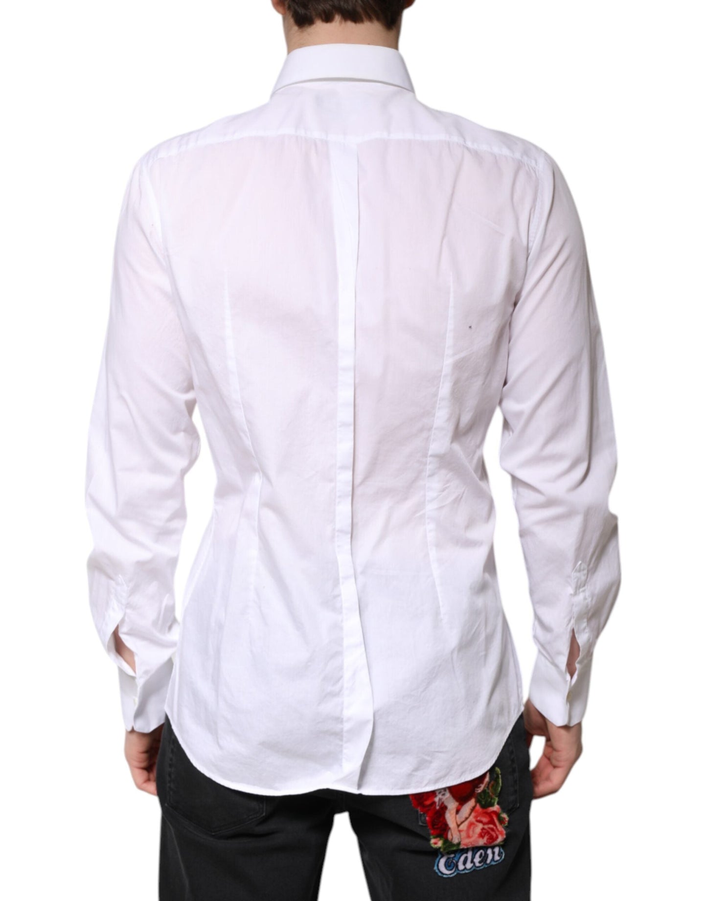 Dolce & Gabbana White GOLD Cotton Poplin Bib Men Dress Men's Shirt ()