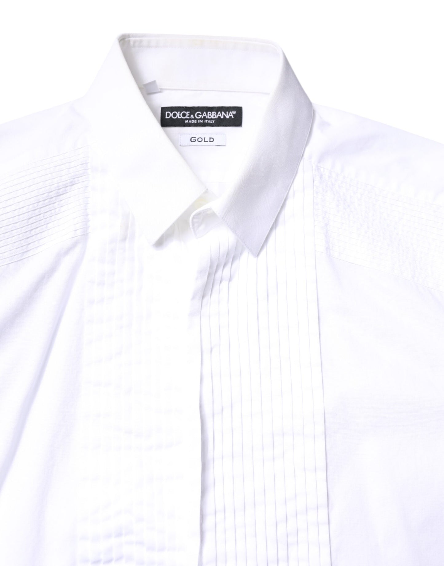 Dolce & Gabbana White GOLD Cotton Poplin Bib Men Dress Men's Shirt ()