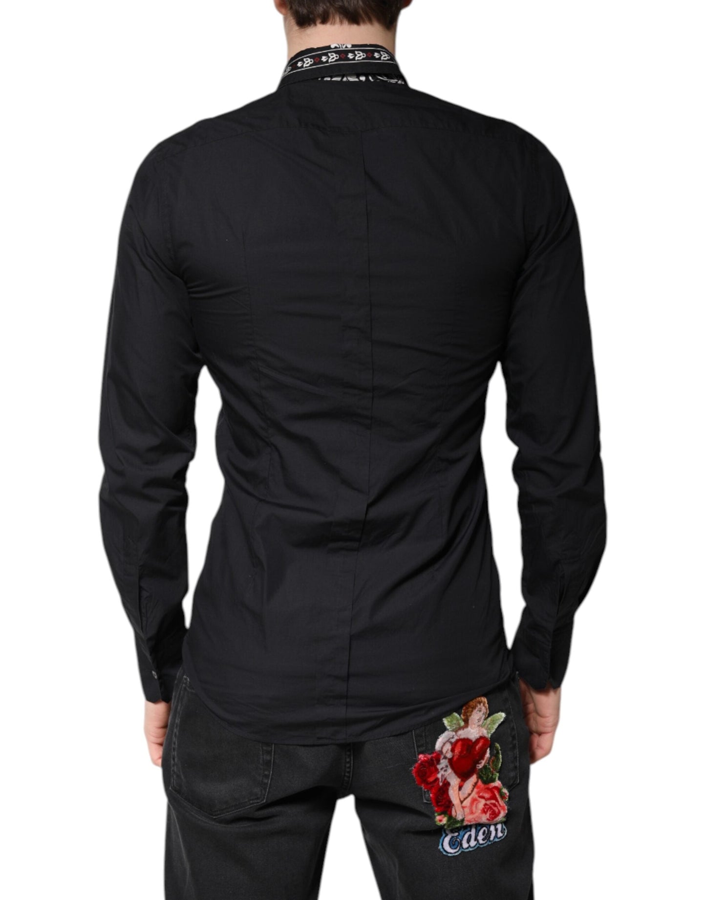 Dolce & Gabbana Black White Bandana GOLD Formal Dress Men's Shirt ()