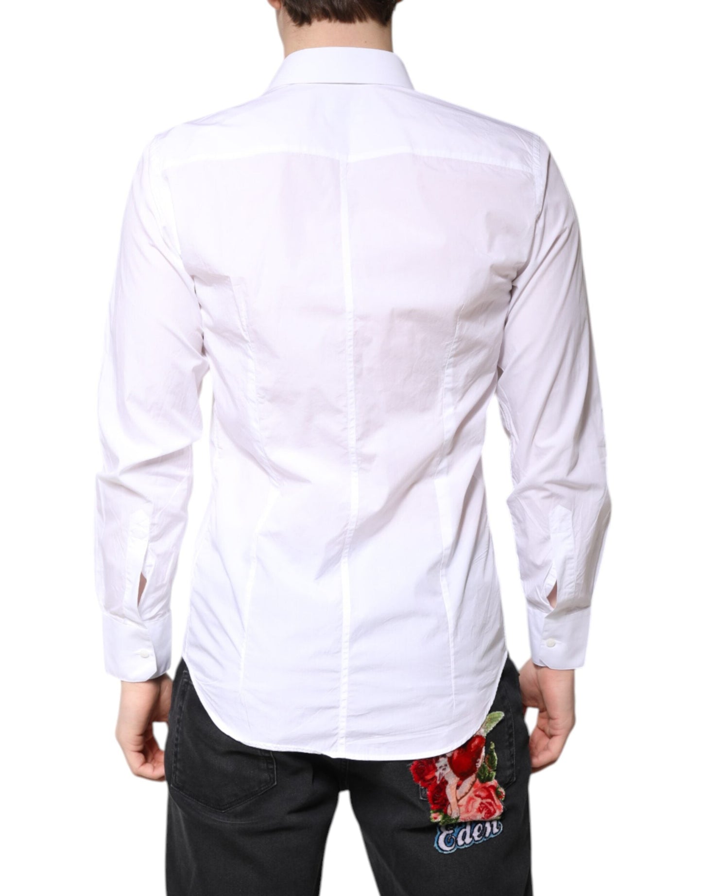 Dolce & Gabbana White MARTINI Cotton Men Formal Dress Men's Shirt ()