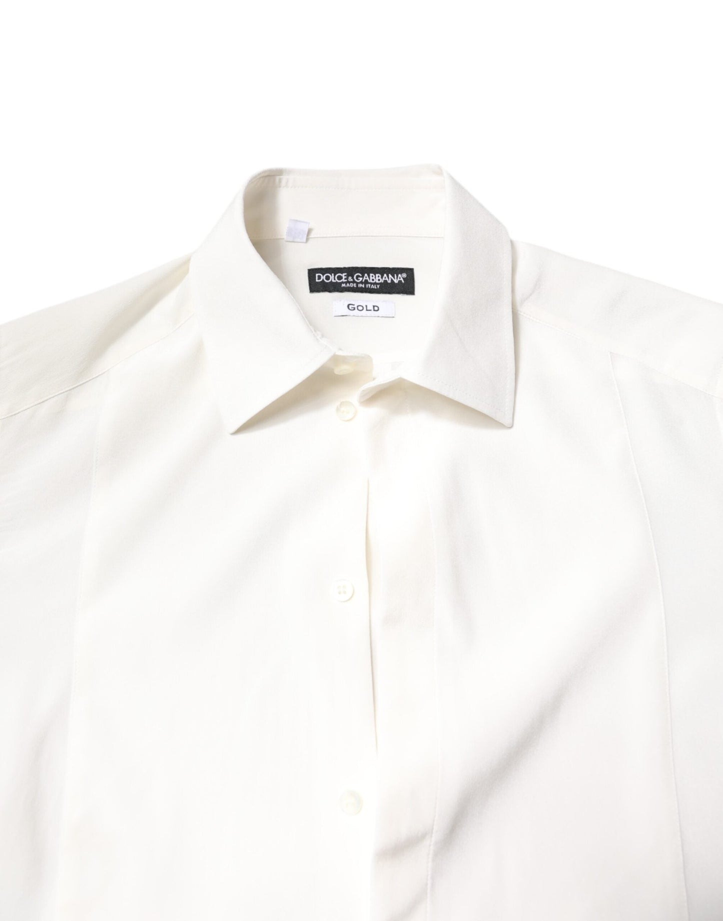 Dolce & Gabbana White Silk GOLD Dress Formal Collared Men's Shirt ()