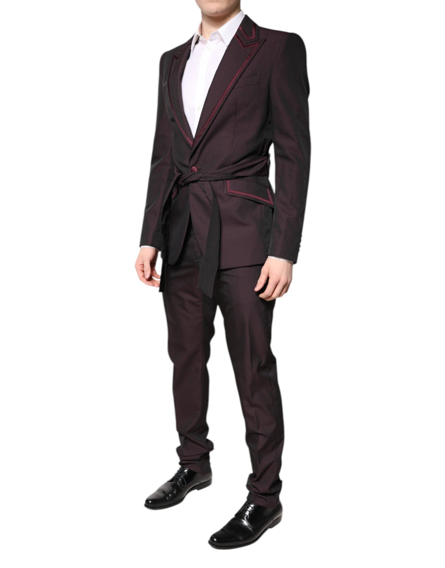 Dolce & Gabbana Maroon Single Breasted Formal 2 Piece Men's Suit