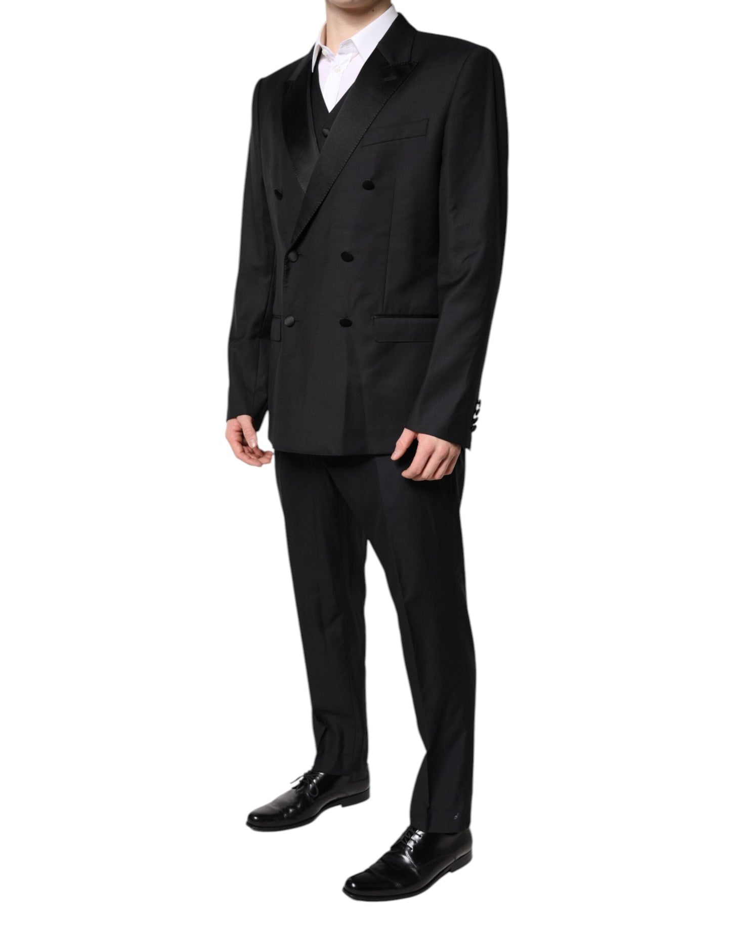 Dolce & Gabbana Black Double Breasted Formal 3 Piece Men's Suit
