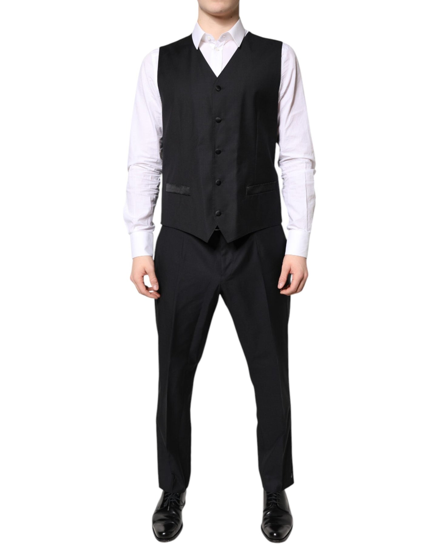 Dolce & Gabbana Black Double Breasted Formal 3 Piece Men's Suit