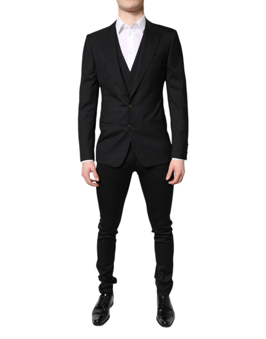 Dolce & Gabbana Black Single Breasted Formal Blazer with Men's Vest