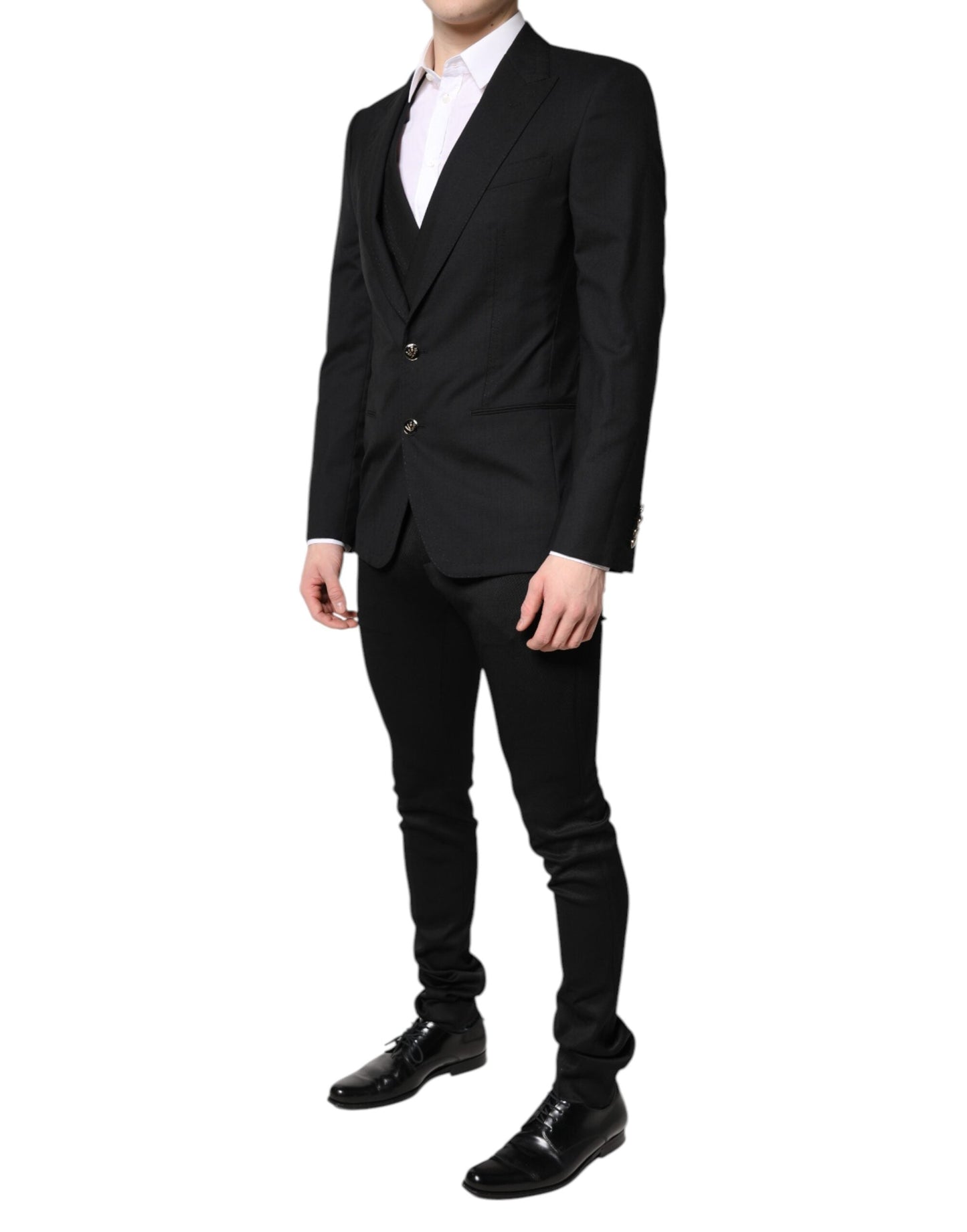 Dolce & Gabbana Black Single Breasted Formal Blazer with Men's Vest