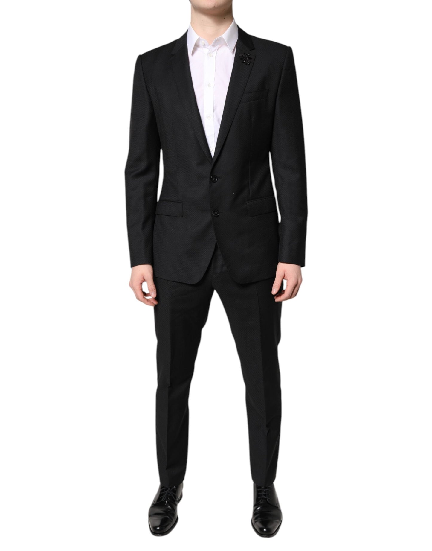 Dolce & Gabbana Black Wool Single Breasted 2 Piece Men's Suit