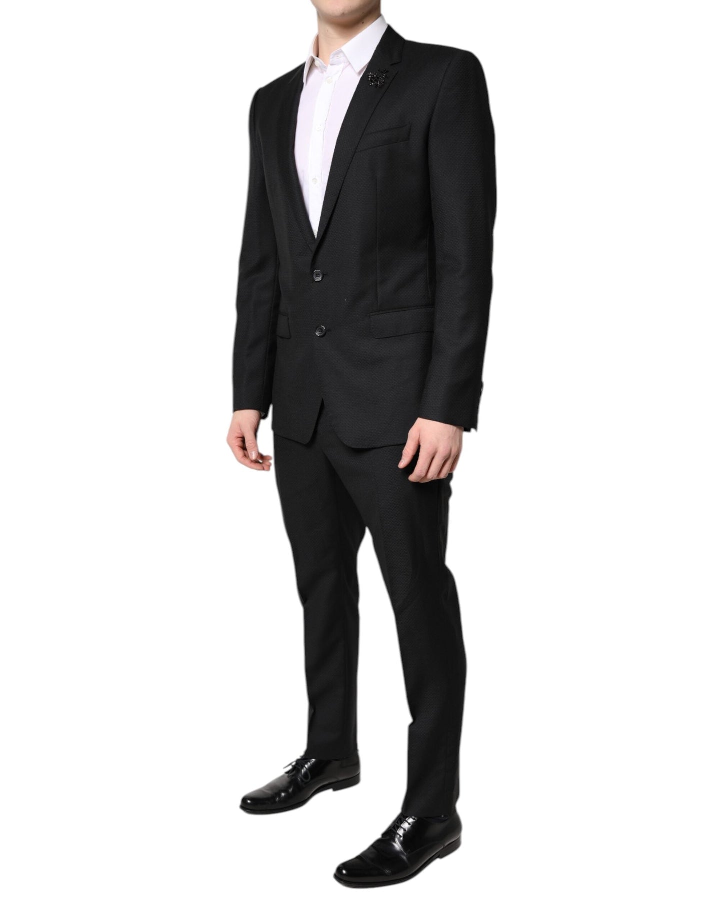 Dolce & Gabbana Black Wool Single Breasted 2 Piece Men's Suit