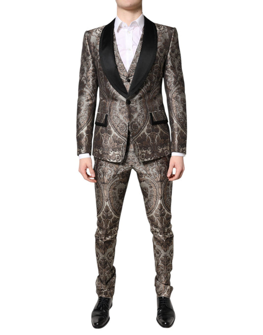 Dolce & Gabbana Multicolor Jacquard Single Breasted 3 Piece Men's Suit
