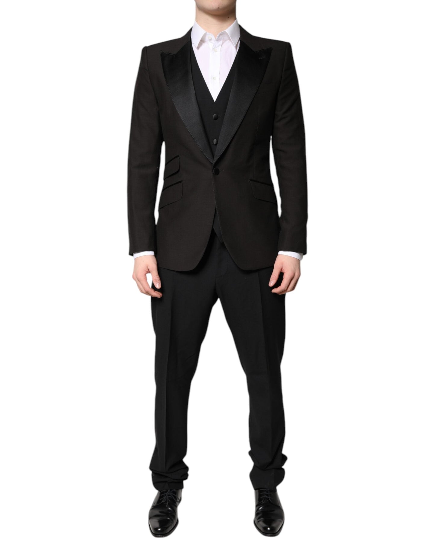 Dolce & Gabbana Black Single Breasted Formal 3 Piece Men's Suit