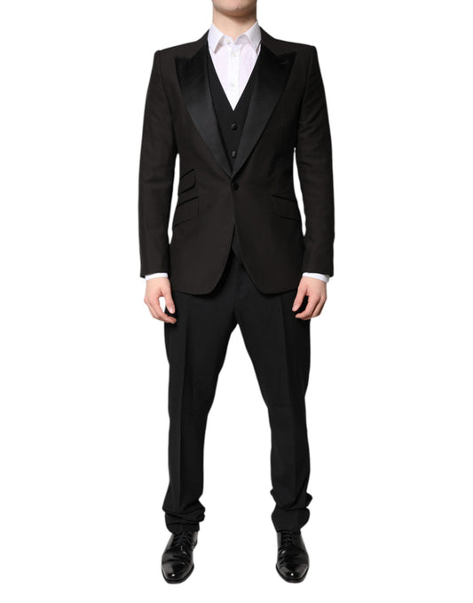 Dolce & Gabbana Black Single Breasted Formal 3 Piece Men's Suit