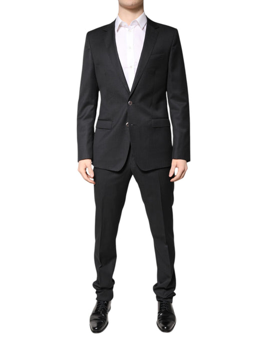 Dolce & Gabbana Dark Gray Wool Single Breasted 2 Piece Men's Suit ()