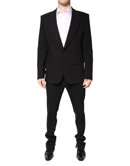 Dolce & Gabbana Black Cotton Single Breasted 2 Piece Men's Suit ()