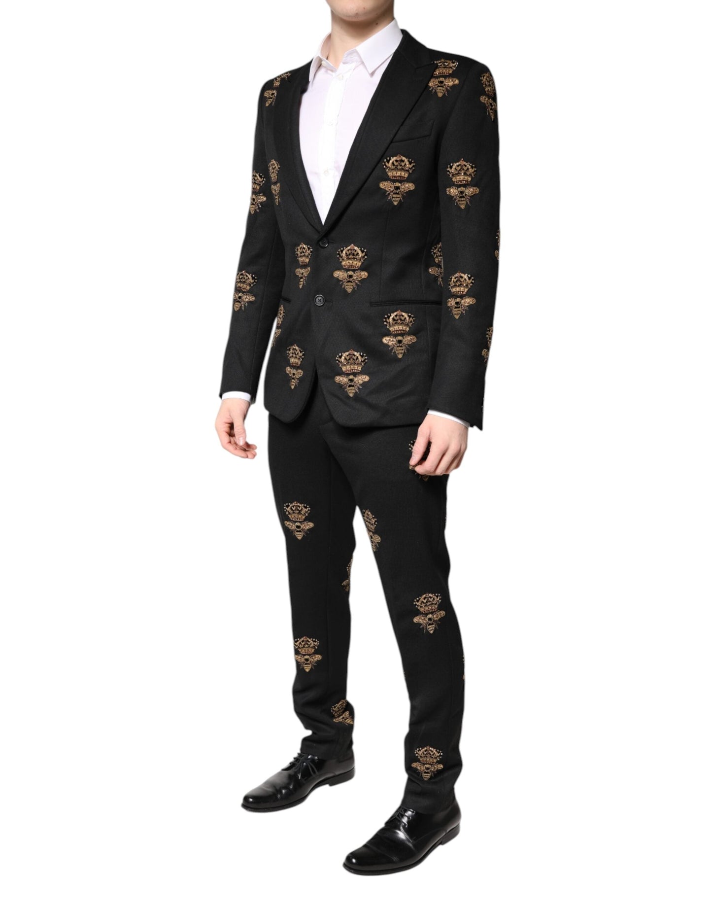 Dolce & Gabbana Black Bee Crown Embroidery 2 Piece Men's Suit ()