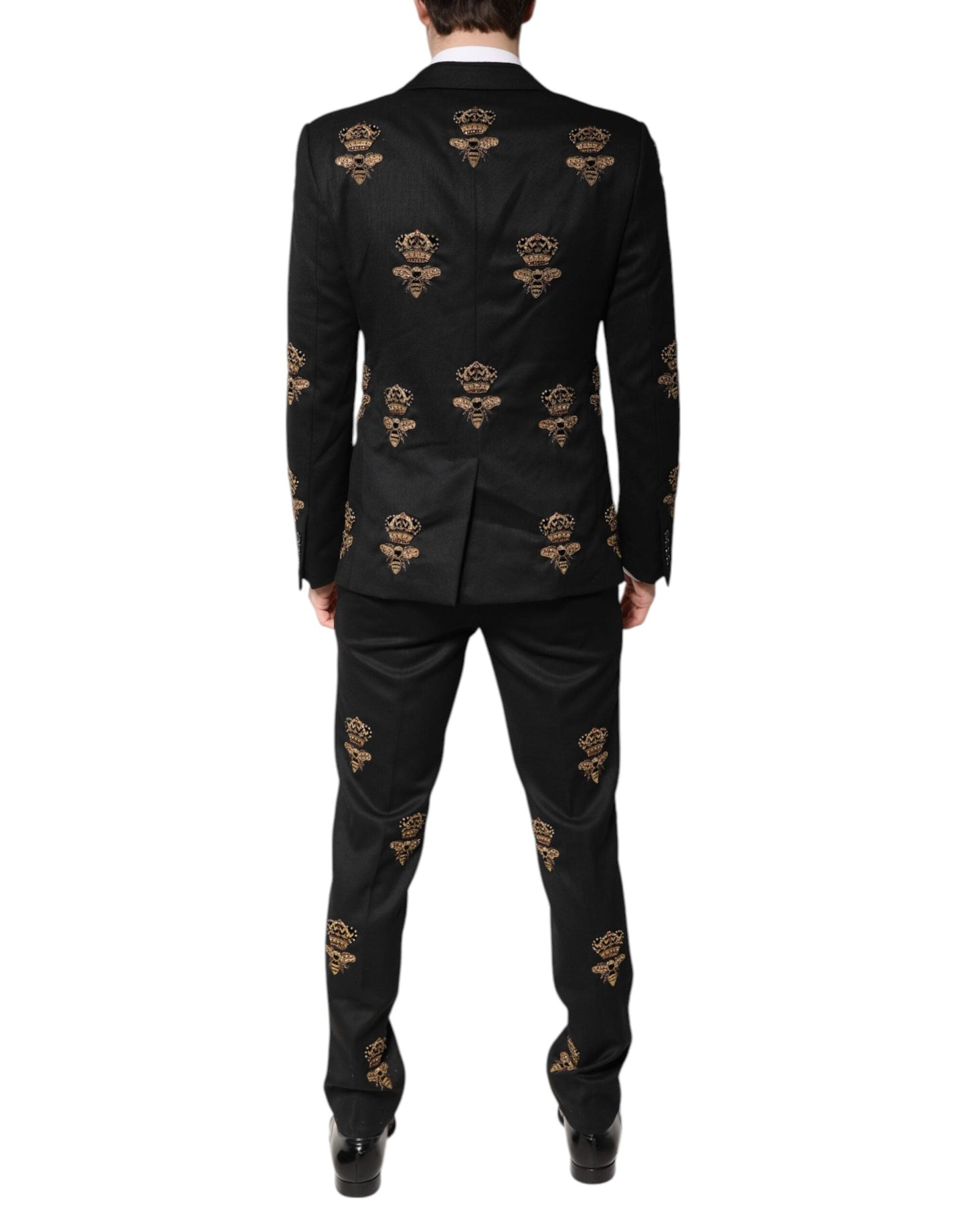 Dolce & Gabbana Black Bee Crown Embroidery 2 Piece Men's Suit ()