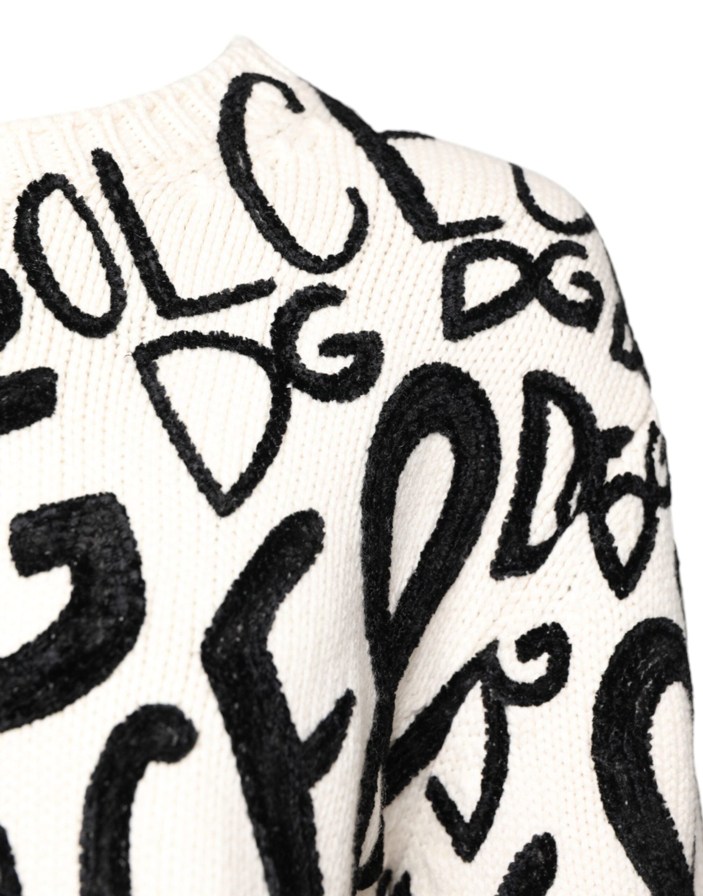 Dolce & Gabbana White Black Logo Print Women Pullover Women's Sweater