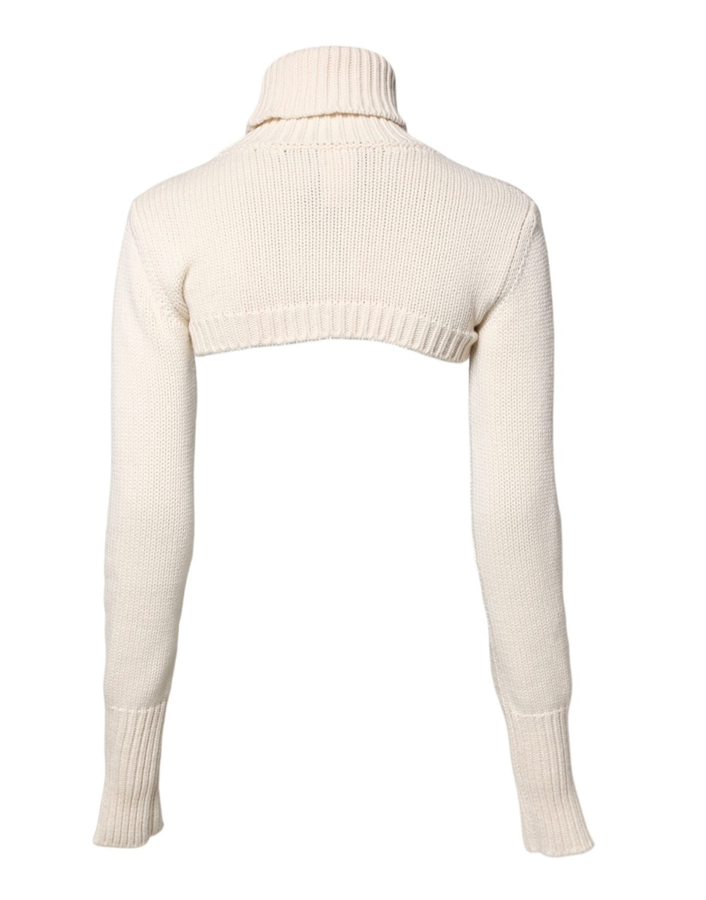Dolce & Gabbana Ivory Cashmere Turtleneck Cropped Top Women's Sweater
