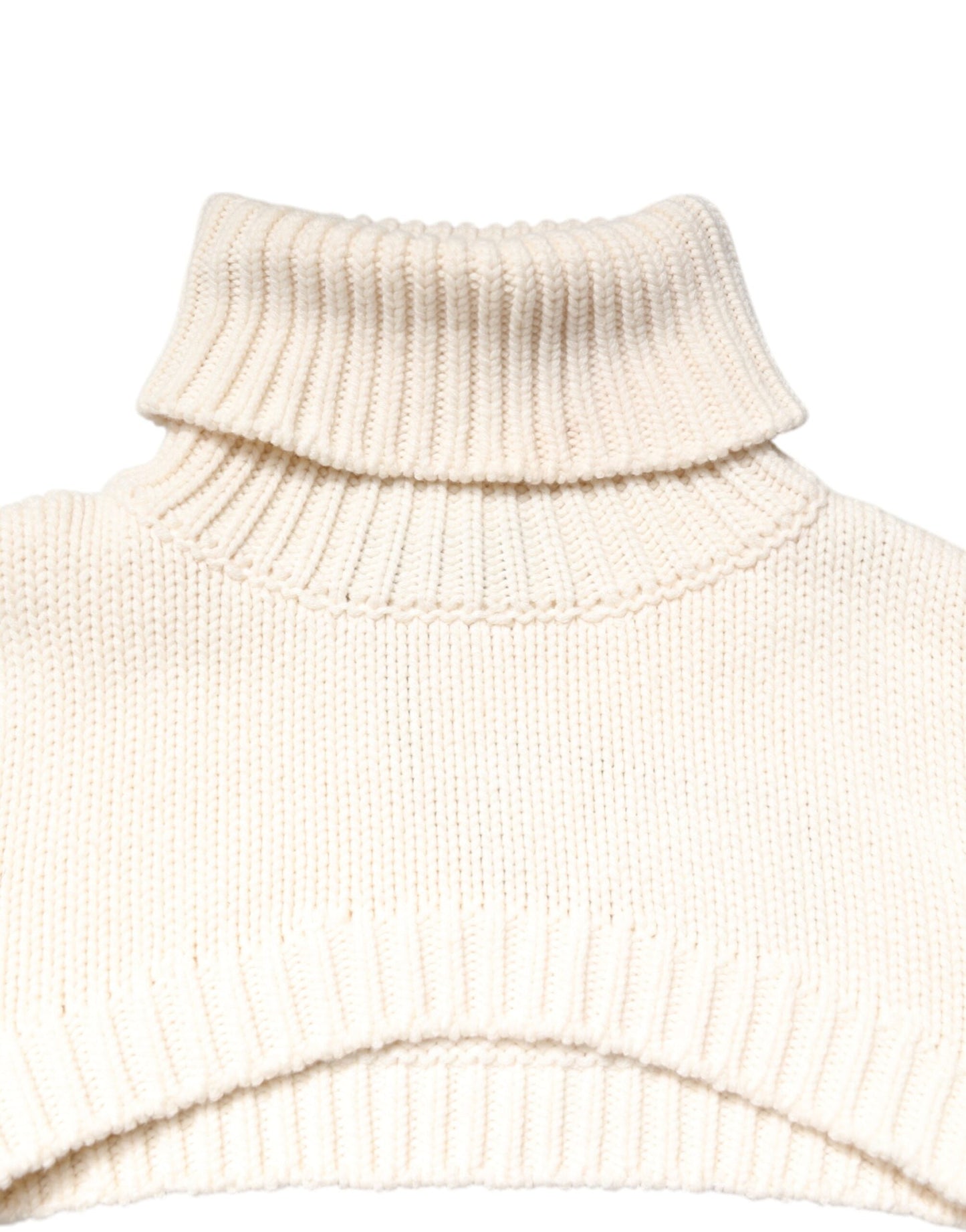 Dolce & Gabbana Ivory Cashmere Turtleneck Cropped Top Women's Sweater