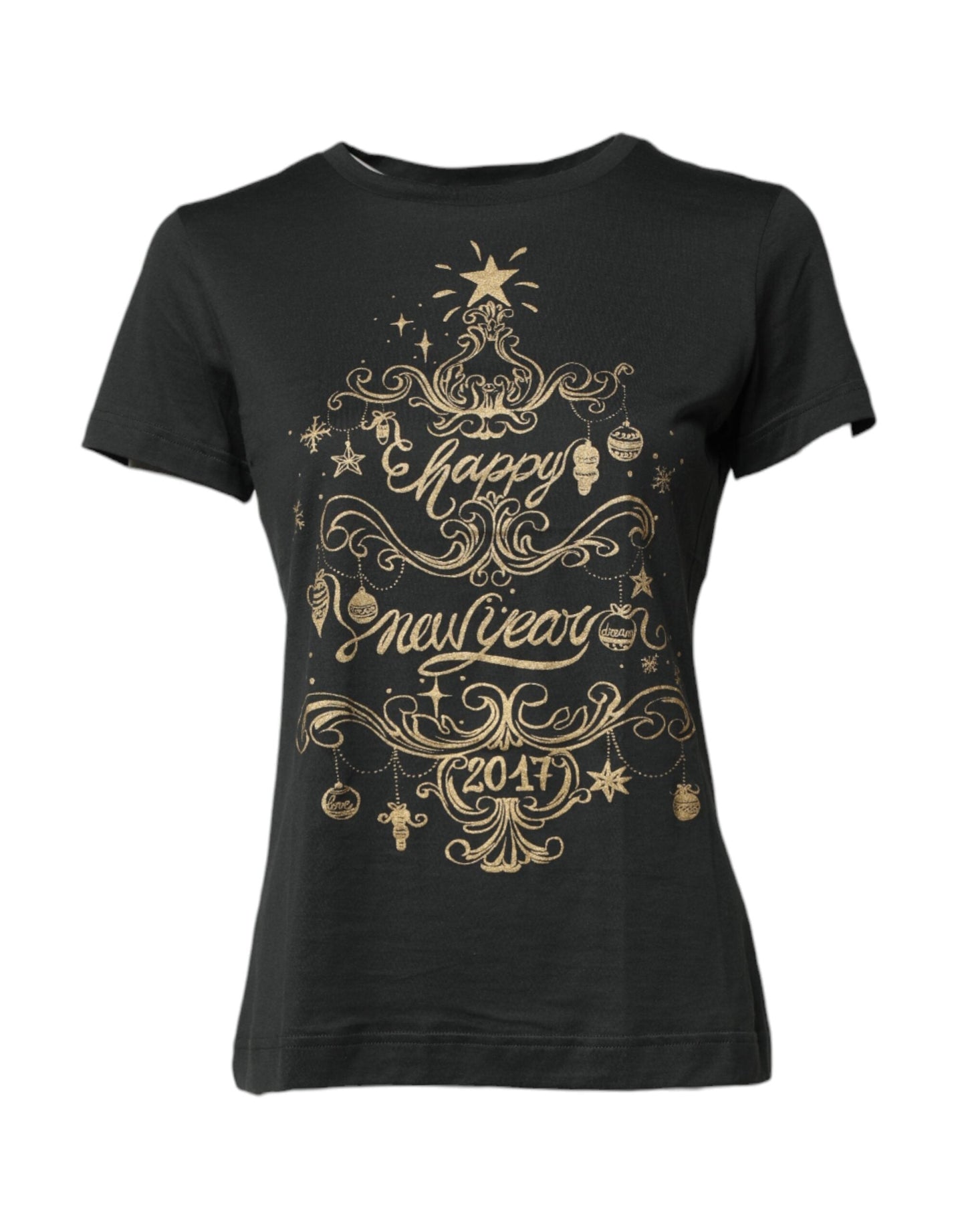 Dolce & Gabbana Black Cotton Round Neck Short Sleeve Women's T-shirt ()