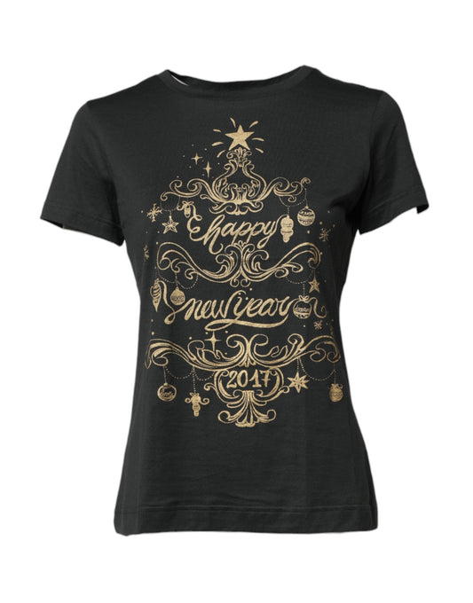 Dolce & Gabbana Black Cotton Round Neck Short Sleeve Women's T-shirt ()