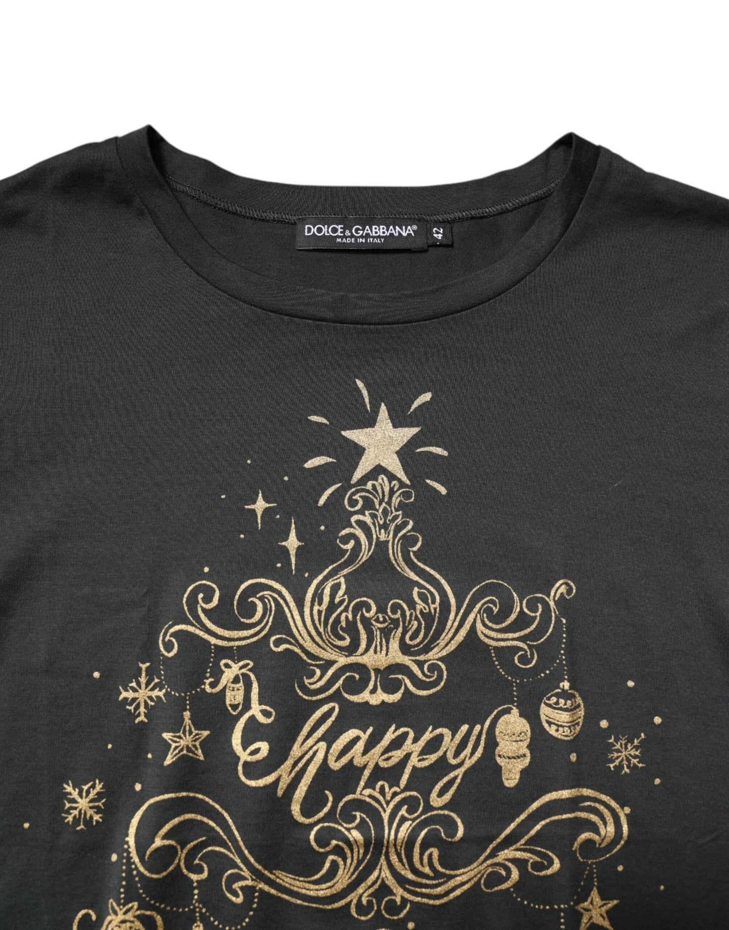 Dolce & Gabbana Black Cotton Round Neck Short Sleeve Women's T-shirt ()