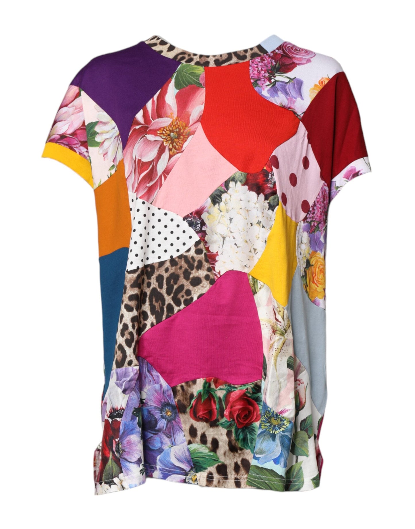 Dolce & Gabbana Multicolor Patchwork Short Sleeve Blouse Women's Top