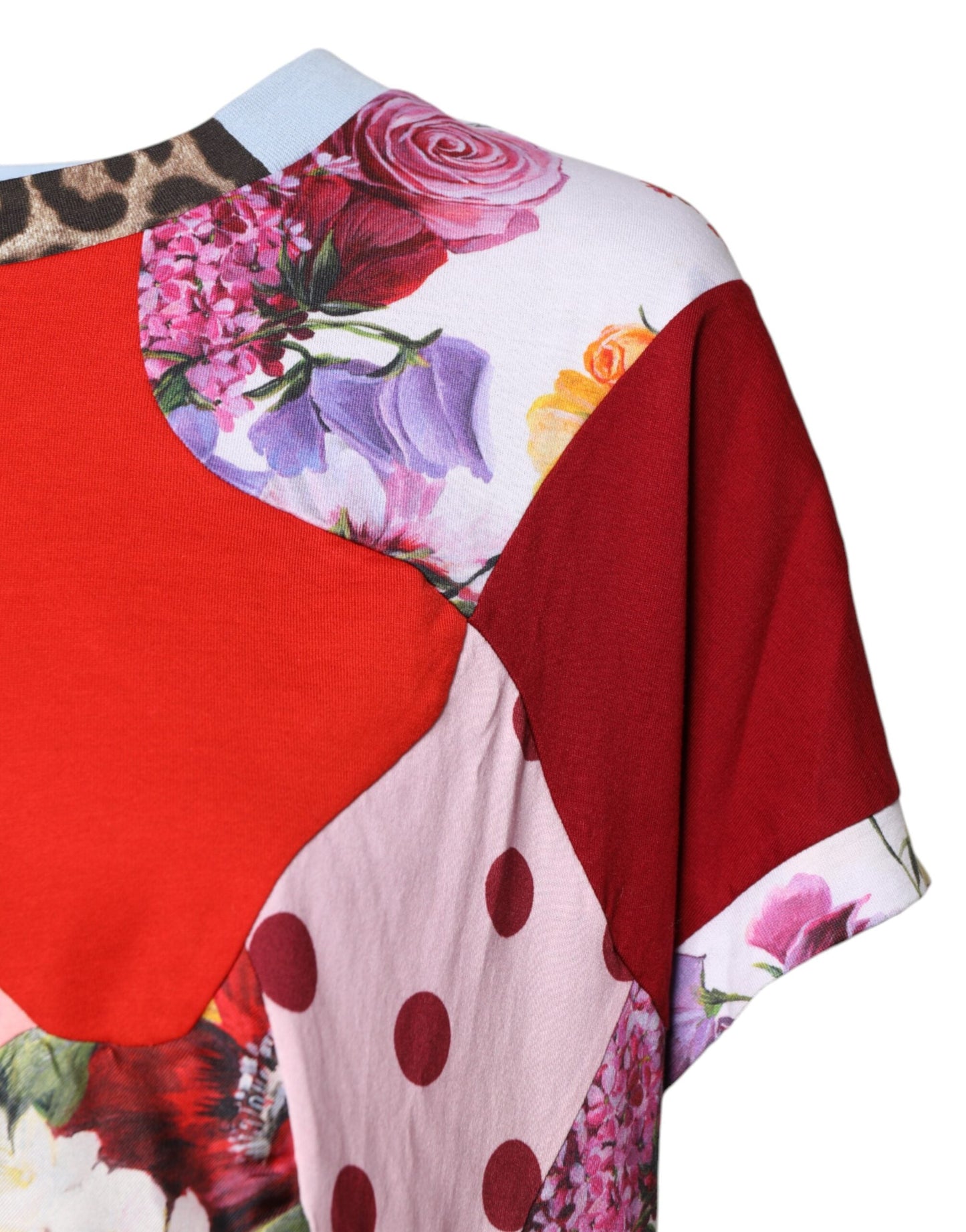Dolce & Gabbana Multicolor Patchwork Short Sleeve Blouse Women's Top