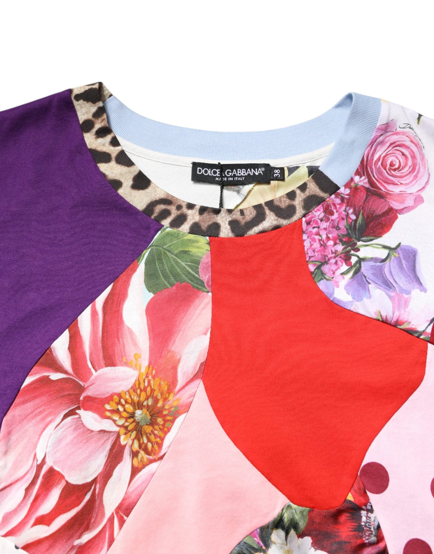 Dolce & Gabbana Multicolor Patchwork Short Sleeve Blouse Women's Top