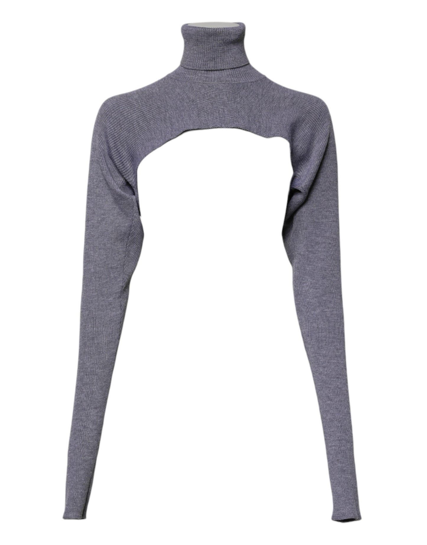 Dolce & Gabbana Gray Wool Knit Turtleneck Cropped Top Women's Sweater