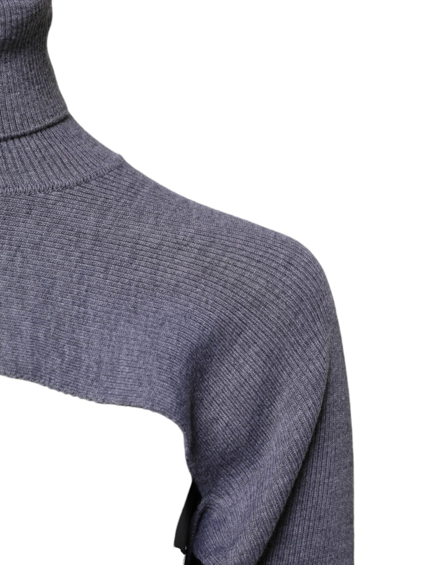 Dolce & Gabbana Gray Wool Knit Turtleneck Cropped Top Women's Sweater