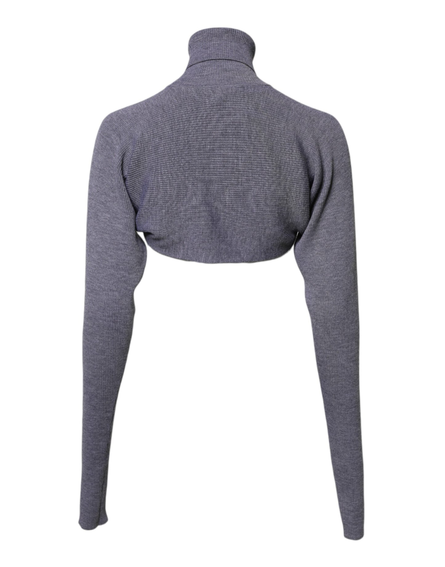 Dolce & Gabbana Gray Wool Knit Turtleneck Cropped Top Women's Sweater