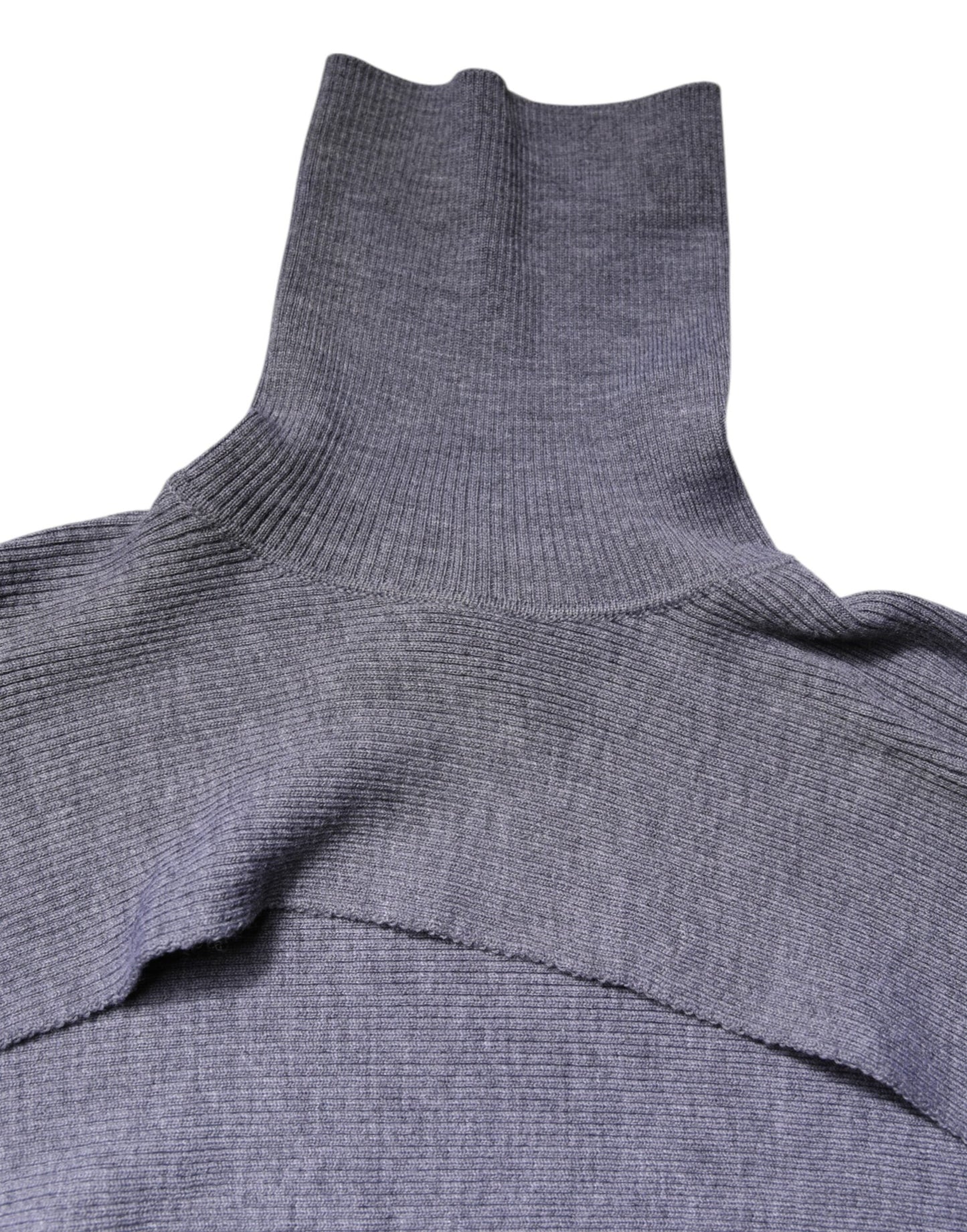 Dolce & Gabbana Gray Wool Knit Turtleneck Cropped Top Women's Sweater